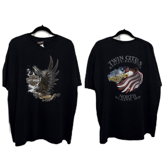 Vintage Harley Davidson Eagle Patriotic America Motorcycle T Shirt - Picture 1 of 6